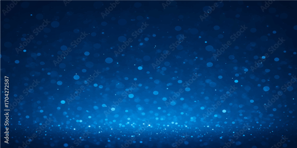 Fototapeta premium Blue night sky with glowing stars and snowflakes