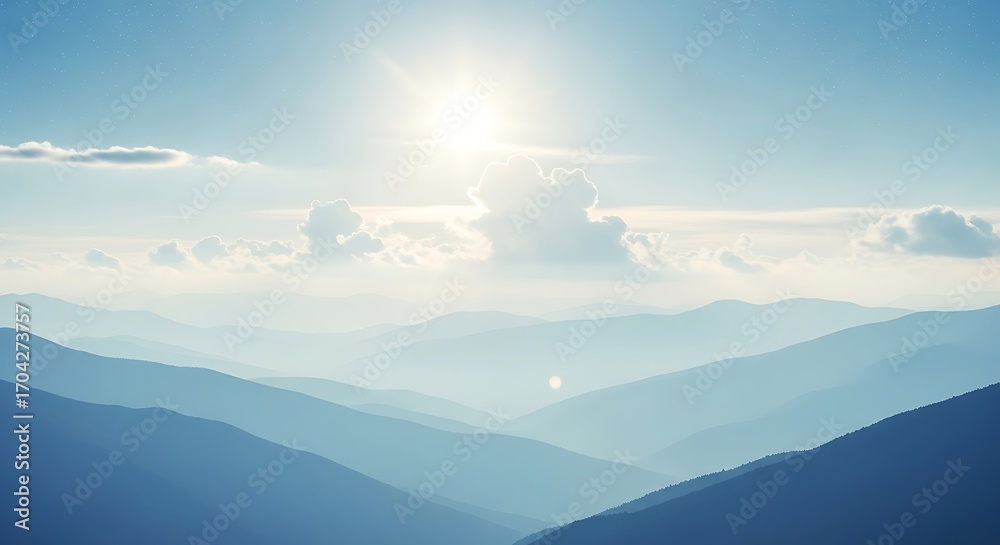 Fototapeta premium Mountain View Sunny Day.