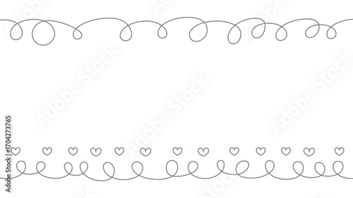 Simple background with a top border of swirls and a bottom border of hearts and swirls design element