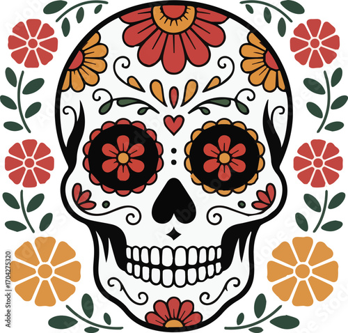 Colorful Sugar Skull Illustration for Celebration