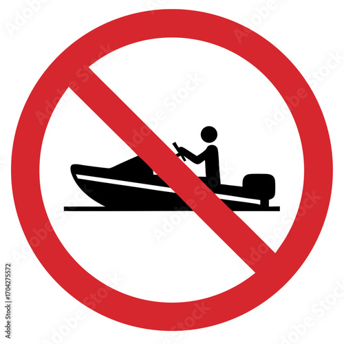 A prohibitory sign showing it is prohibited to drive a motorboat in this place