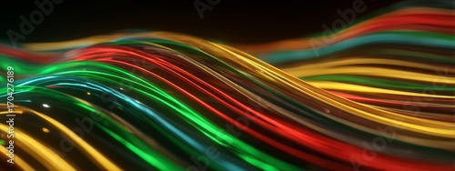 Futuristic Digital Animation of Colorful Waves Representing Seychelles Flag in Motion