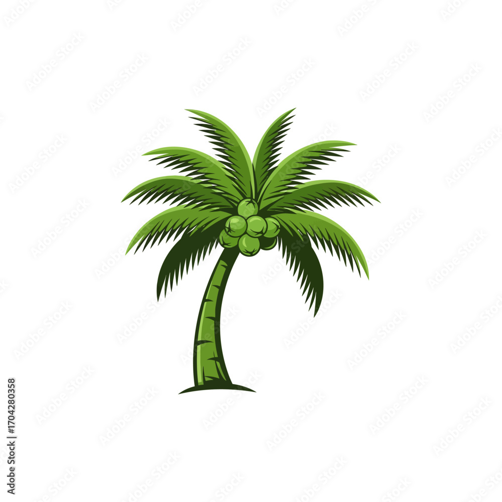 Fototapeta premium Coconut palm tree icon flat vector design.