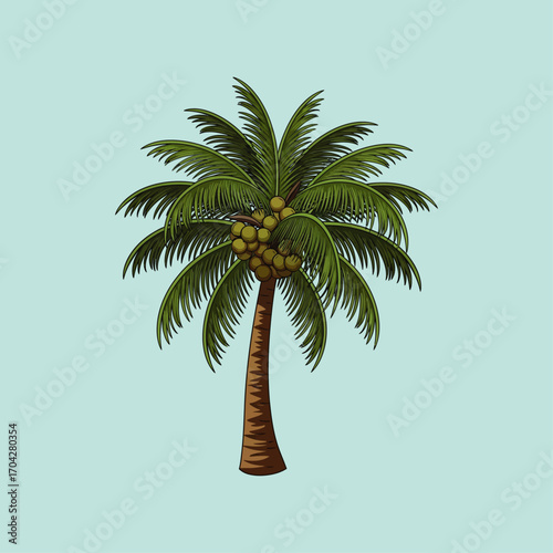 Coconut palm tree icon flat vector design.
