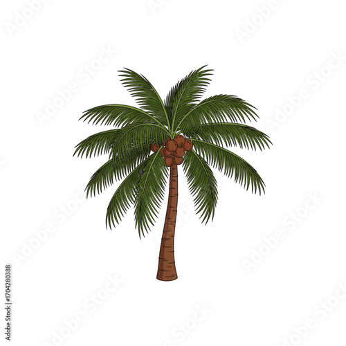 Coconut palm tree icon flat vector design.