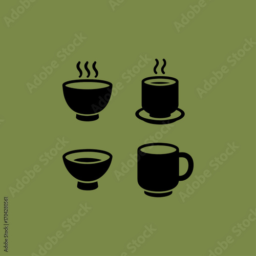 Japanese tea cup icon flat vector design.