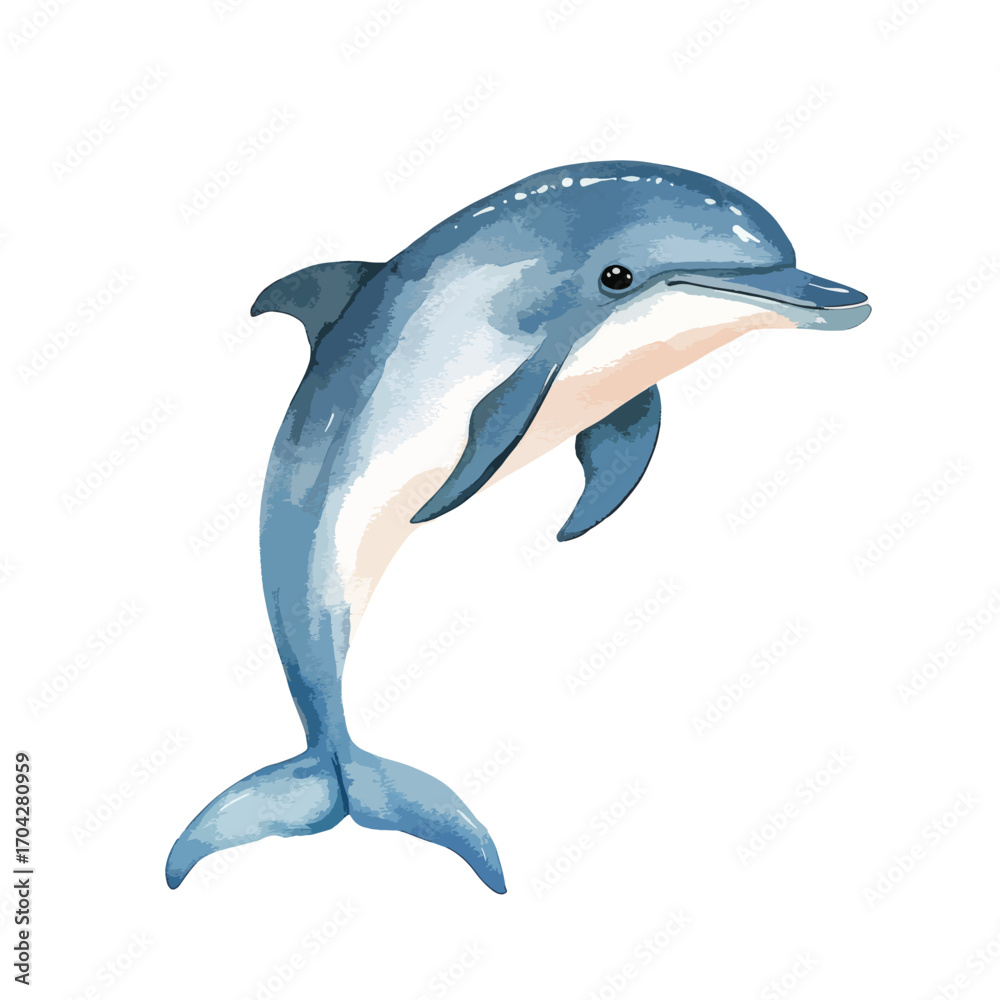 Fototapeta premium Watercolor Dolphin Leaping Gracefully Aquatic Elegance