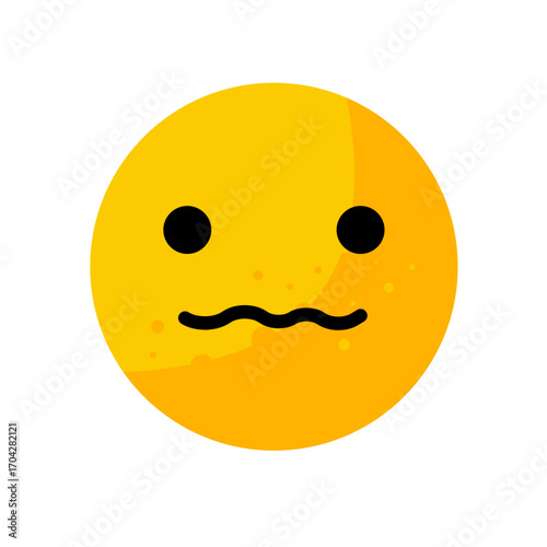 Confused emoji face with wavy lips - vector icon