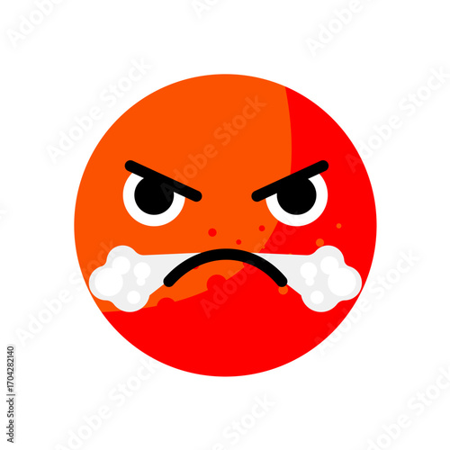 Angry emoji face, frustrated  - vector icon