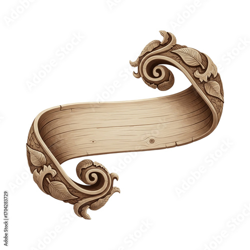 Wooden Scroll Banner – Carved Detail