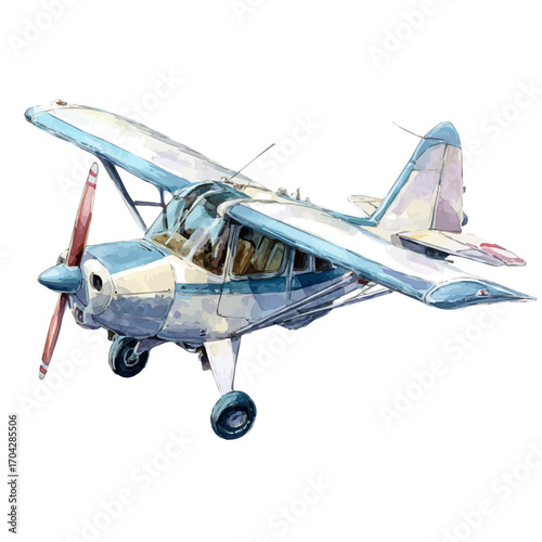 Airplane, watercolor vector, isolated on a white background.