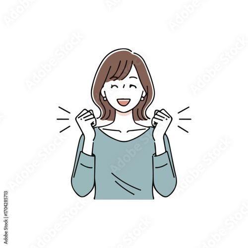 Woman Celebrating with Fist Pumps girl success