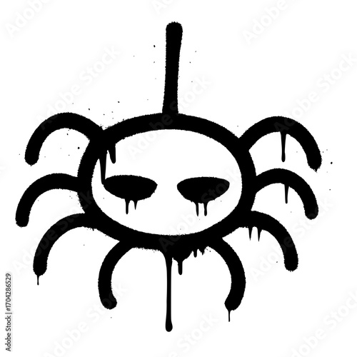 Bold spider graffiti art dripping with dark emotion for edgy urban designs and Halloween projects