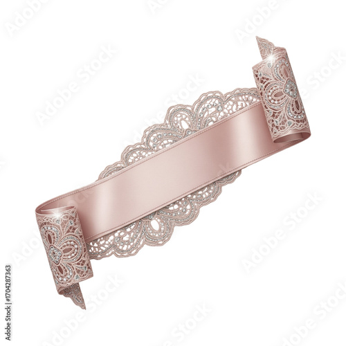 Pink Lace Ribbon Banner - Elegant Design