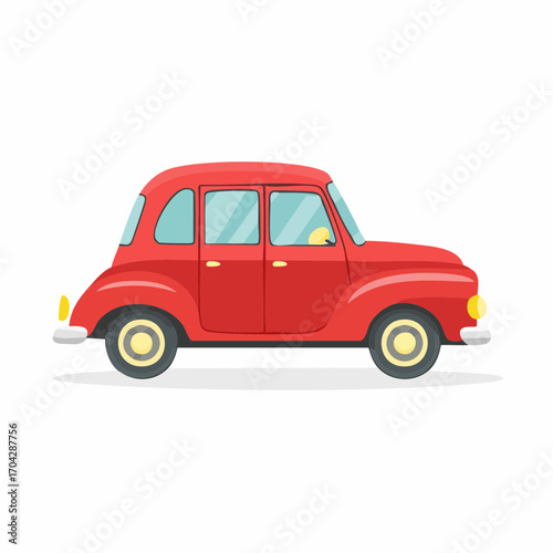 Classic Red Vintage Car Illustration - Retro Automobile Design