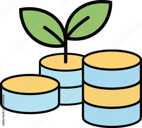 green plant seedling in  money coin growing up