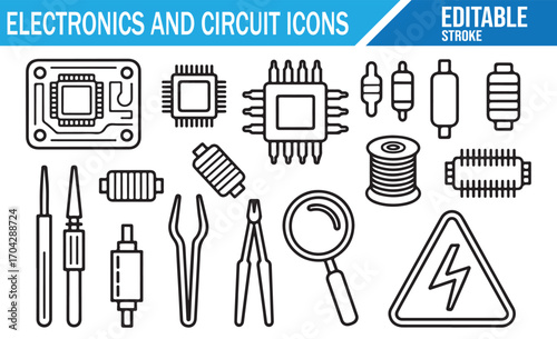 Outline style electrical engineering component symbols for technology use