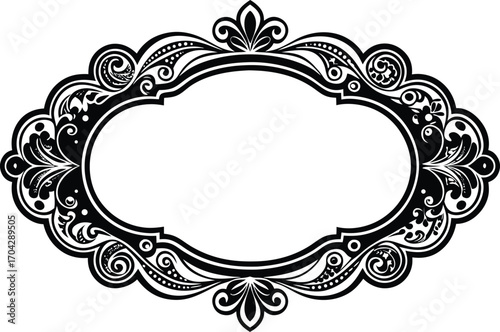 Vintage floral frame. Vintage bridal wedding line art frame on the white isolated background.