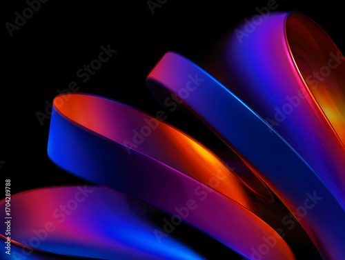 Abstract flowing ribbons with vibrant gradient colors on dark background