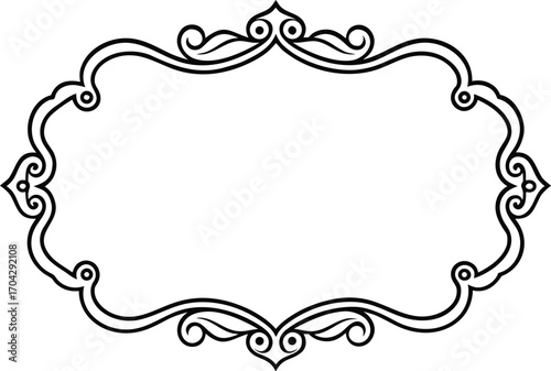 Vintage floral frame. Vintage bridal wedding line art frame on the white isolated background.