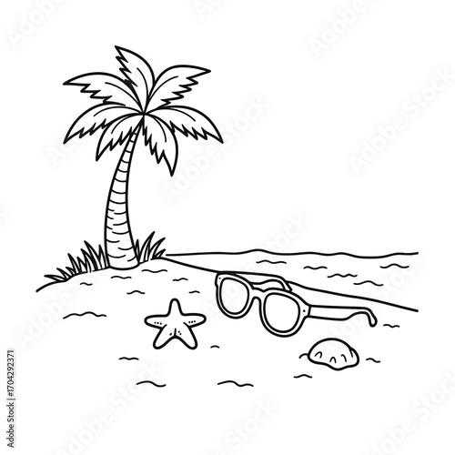 vector illustration of a tropical island