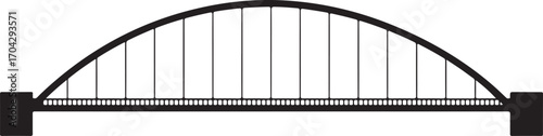 Arch Bridge Vector Illustration with Detailed Structure and Engineering Design for Infrastructure Projects