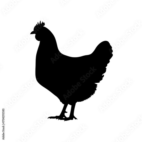 Silhouette of a chicken emblem symbol icon for farm animals and food industry silhouette