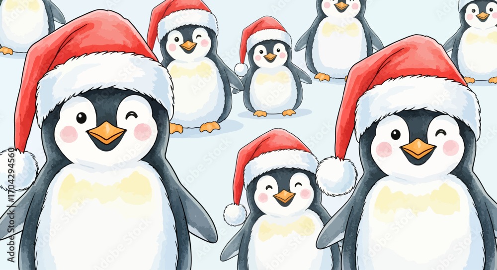 Naklejka premium penguins on the snow