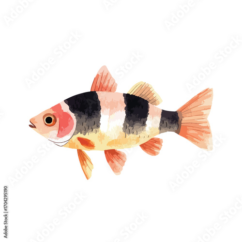 Watercolor Illustration of a Striking ThreeBanded Fish