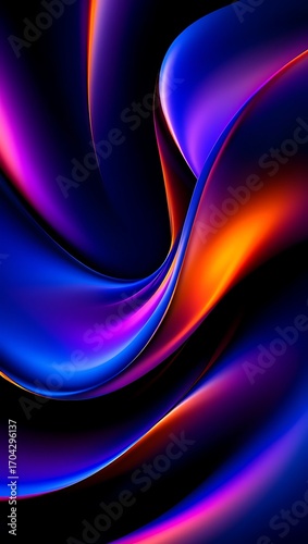 Abstract flowing curves with vibrant colors and smooth gradients background design