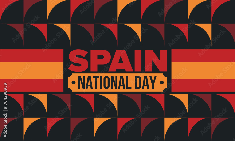 Fototapeta premium Spain National Day. Spanish flag. National happy holiday, celebrated annual in October 12. Hispanic heritage. Poster, card, banner and background. Vector illustration