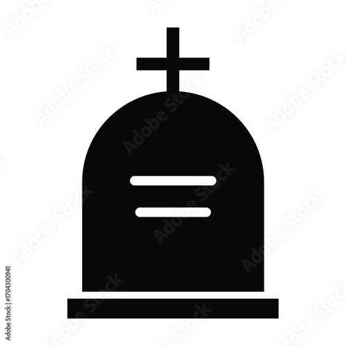 Epitaph's Silence: A stark silhouette of a tombstone, bearing the solemn mark of a cross, stands as a poignant emblem of remembrance and finality.