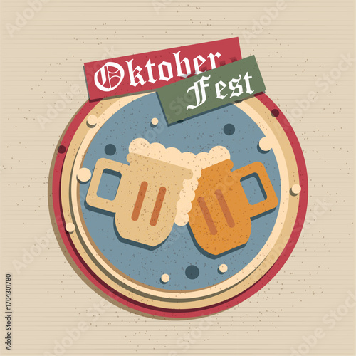 Oktoberfest Retro Vintage Colorful Badge