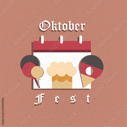 Oktoberfest Retro Vintage Colorful Illustration