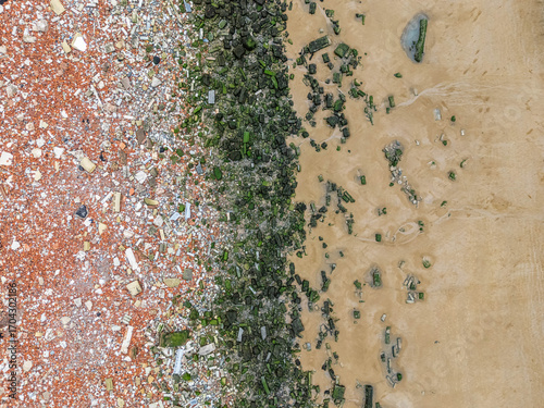 Crosby beach bricks aerial view
