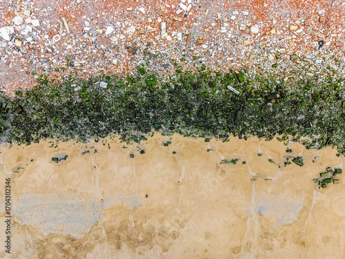 Crosby beach bricks aerial view