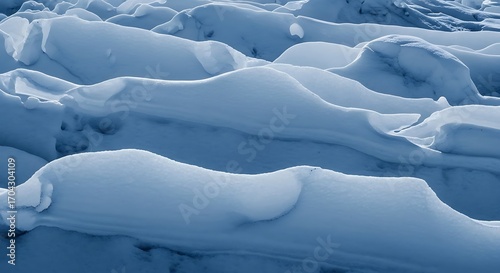Frozen Snowdrifts on a Mountain Slope.
