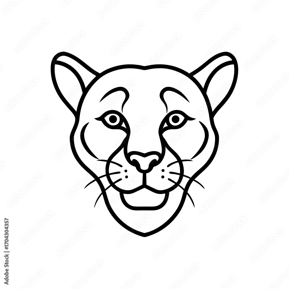 Fototapeta premium Cougar head outline illustration on transparent background