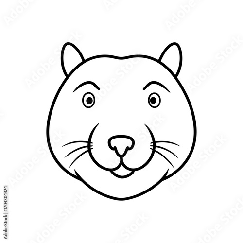 Cartoon otter face line drawing on transparent background