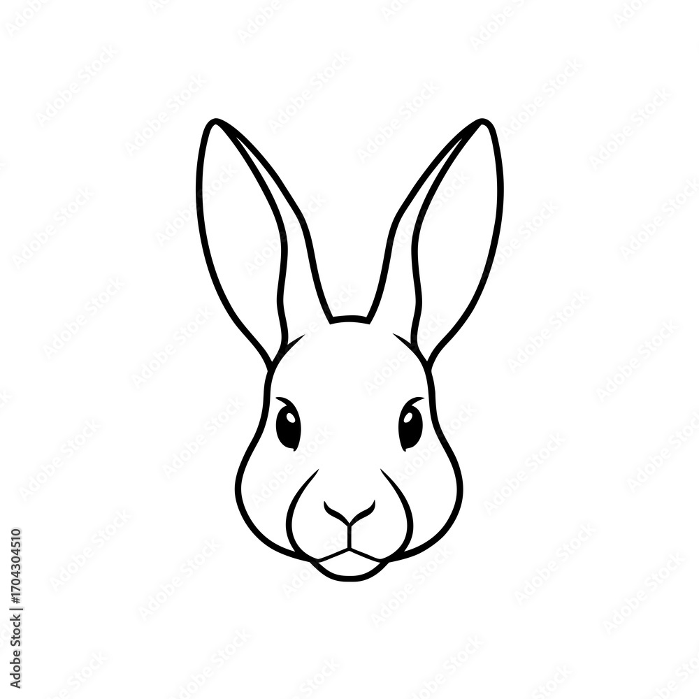 Fototapeta premium Rabbit face outline illustration on transparent background