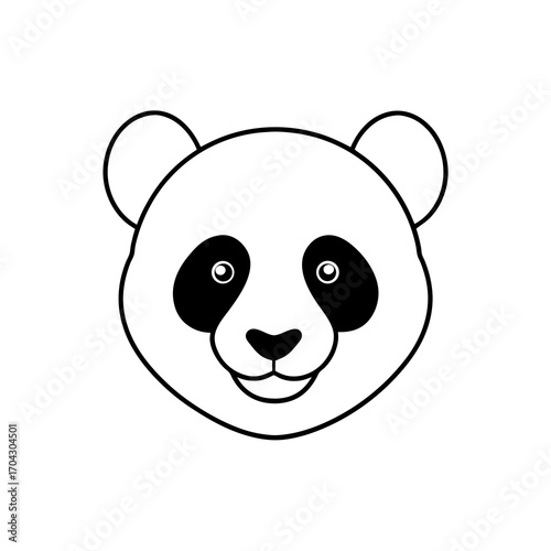 Cartoon panda bear face outline on transparent background