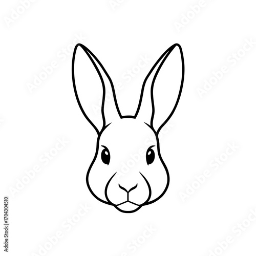 Rabbit face outline illustration on transparent background