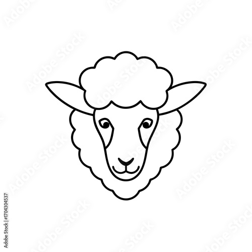 Outline drawing of a sheep face on transparent background