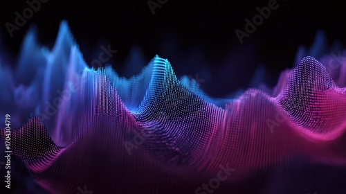 abstract audio waveform visualization with blue and purple gradient