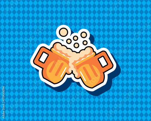 Colorful Sticker Foamy Beer Glasses Cheer