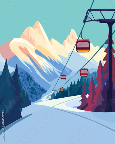 ski lift in the mountains
