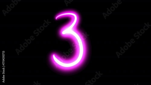 Wallpaper Mural Handwritten Glowing Neon 3 Number Animation On Alpha Torontodigital.ca