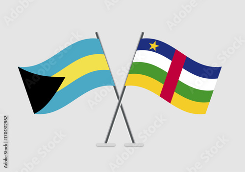 Bahamas and Central African Republic vector flags in crisp vector alignment