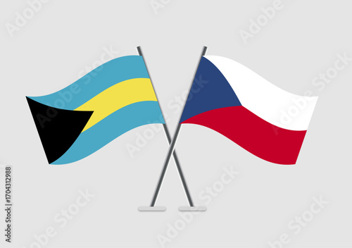 Bahamas and Czech Republic vector flags in formal vector presentation