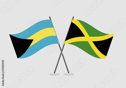 Bahamas and Jamaica vector flags image with refined wave curves